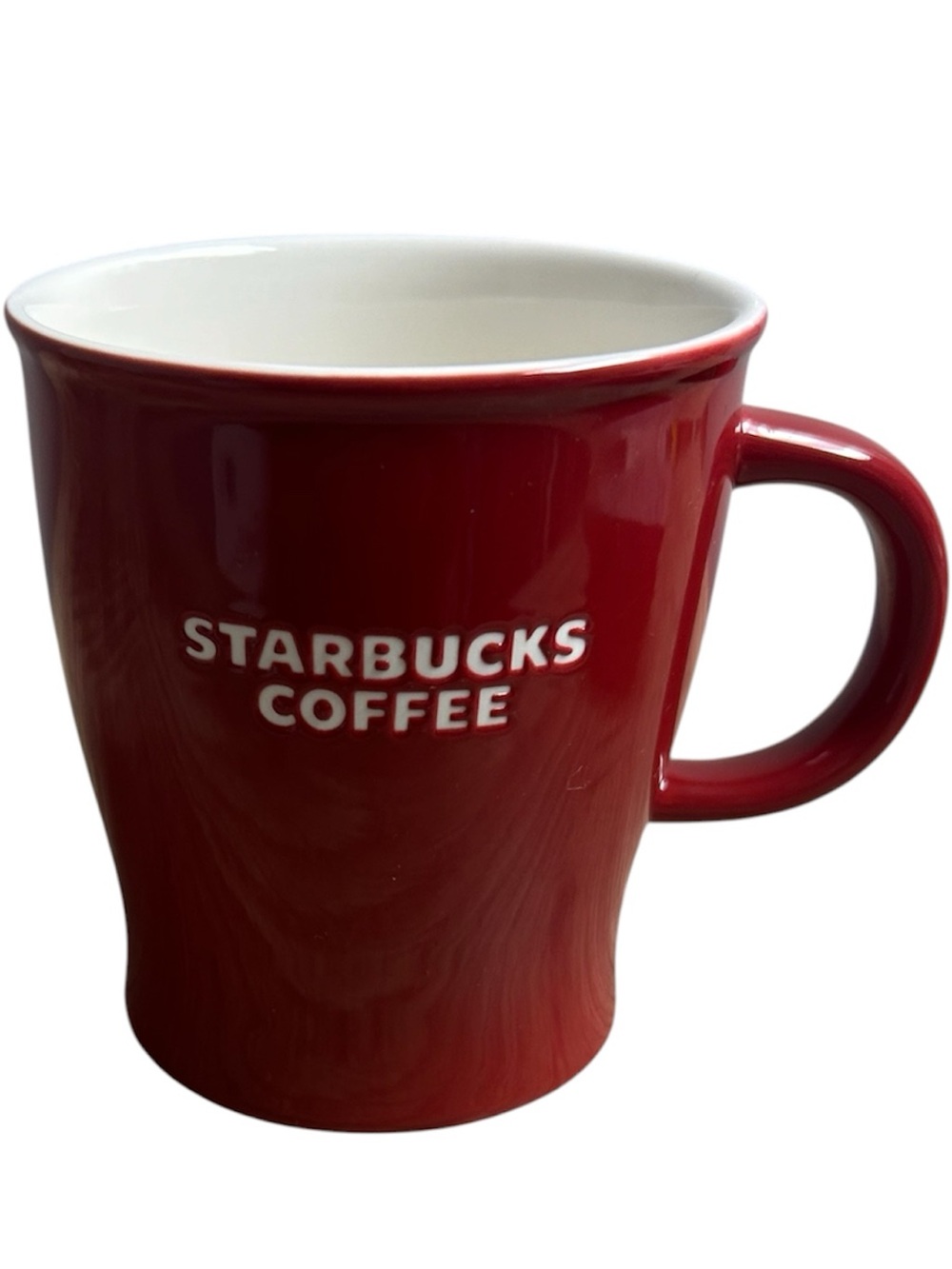 Starbucks Red Ceramic White Logo Coffee Mug VTG Collectors Edition 14 oz